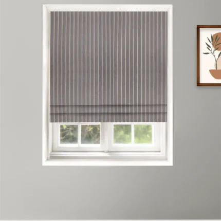 Roman Shades | Drought Stripes - Ash Gray Roman Shade Shot | Curtain Avenue