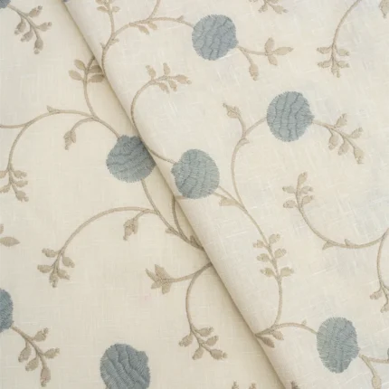 Swatches | Embroidered Pecan -Dew - Cross Fold | Curtain Avenue