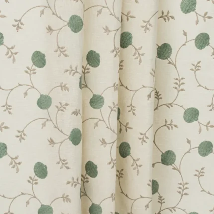 Swatches | Embroidered Pecan - Grass - Vertical Folded | Curtain Avenue