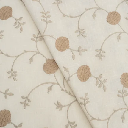 Swatches | Embroidered Pecan - Walnut - Cross Folded | Curtain Avenue