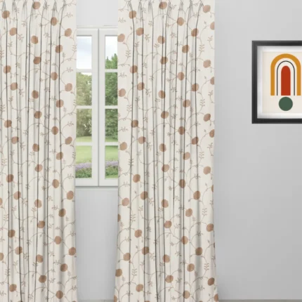 Curtains | Embroidered Pecan - Walnut - Curtain | Curtain Avenue