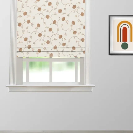 Roman Shades | Embroidered Pecan - Walnut - Roman Shade | Curtain Avenue