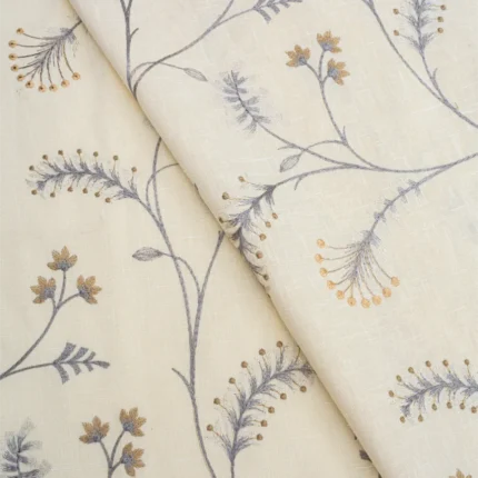 Roman Shades | Embroidered Silvy - Cross - Ash Gray | Curtain Avenue
