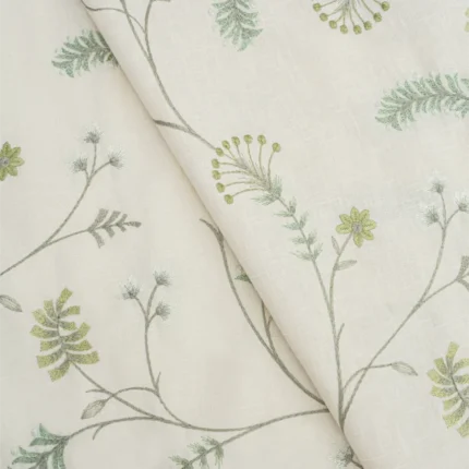 Swatches | Embroidered Silvy - Cross - Sage | Curtain Avenue