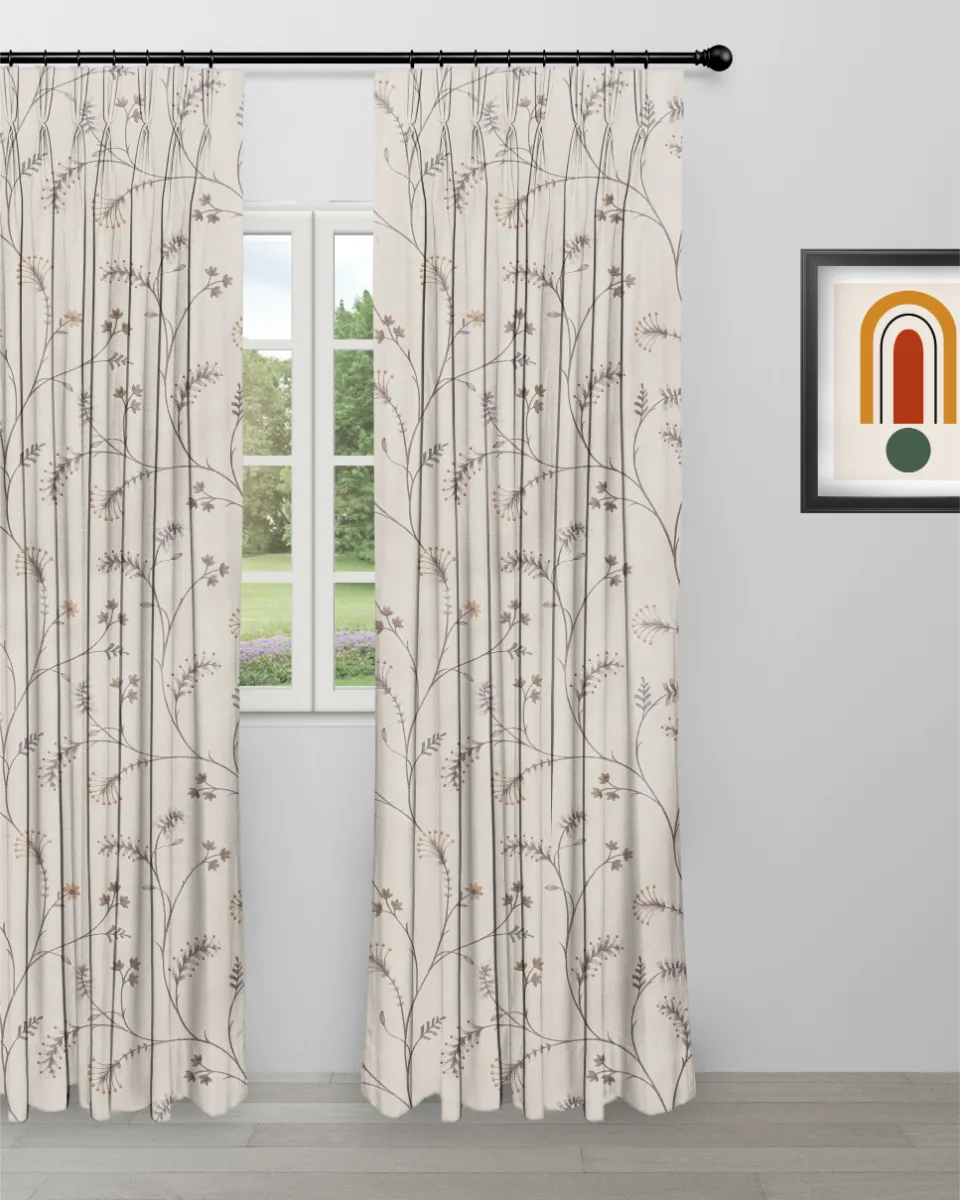 Embroidered Silvy - Curtain - Ash Gray Embroidered Silvy - Ash Gray Custom Curtains - Image 1