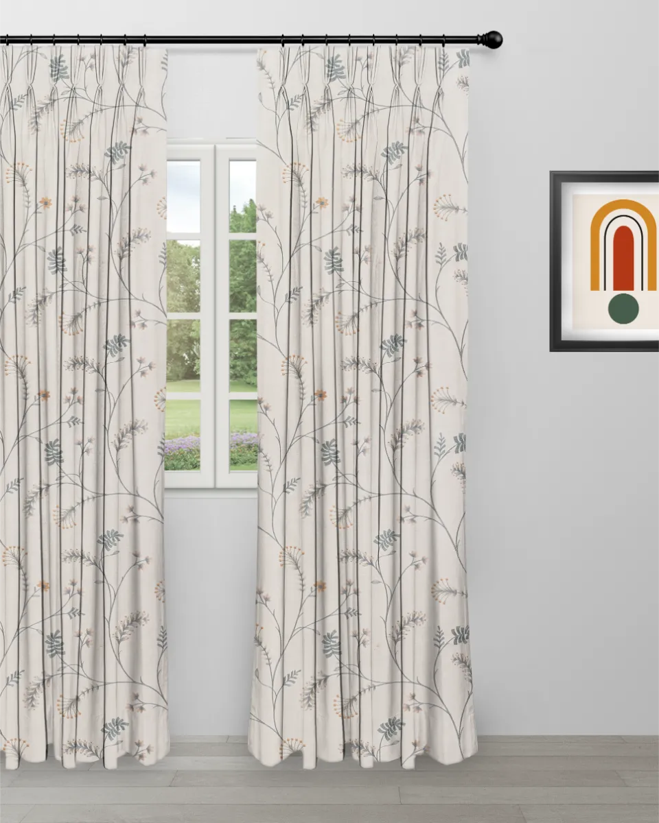 Embroidered Silvy - Curtain - Dew Embroidered Silvy - Dew Custom Curtains - Image 1