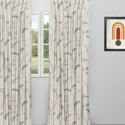 Curtains | Embroidered Silvy - Curtain - Sage | Curtain Avenue