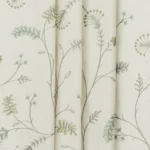 Embroidered Silvy - Sage Green Ripple Fold Drapes