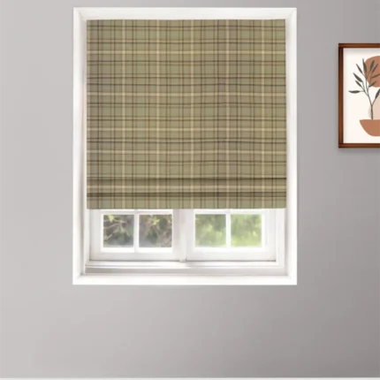 Roman Shades | Farmhouse Plaid Check-Deep Forest-Roman Shade | Curtain Avenue