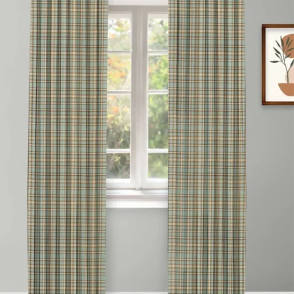 Curtains | Farmhouse Plaid Check-Lake - Curtain | Curtain Avenue