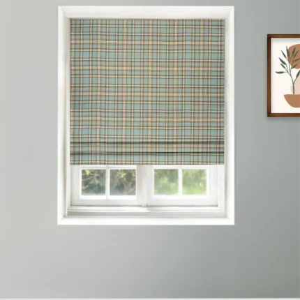 Roman Shades | Farmhouse Plaid Check-Lake- Roman Shade | Curtain Avenue