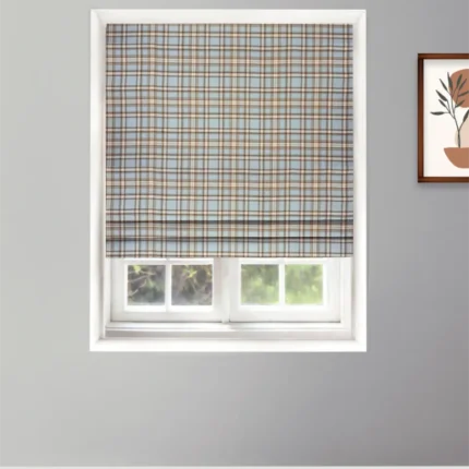 Roman Shades | Farmhouse Plaid Check-Storm- Roman Shade | Curtain Avenue