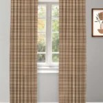 Farmhouse Plaid Check - Tan Ripple Fold Drapes