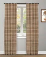 Farmhouse Plaid Check - Tan Ripple Fold Drapes