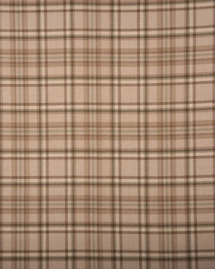 Farmhouse Plaid Check - Tan Ripple Fold Drapes - Image 3