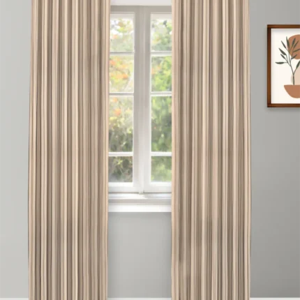 Curtains | Folktales Stripes - Stone Curtain Shot | Curtain Avenue