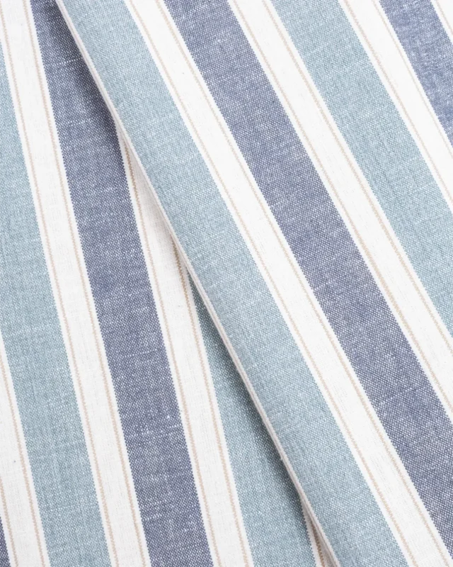 Roman Shades | French Stripes - Blue Cross Folded Shot | Curtain Avenue