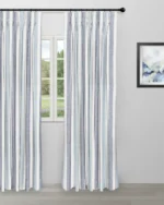 French Stripes - Blue Custom Curtains