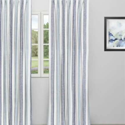 Curtains | French Stripes - Blue Curtain Shot | Curtain Avenue