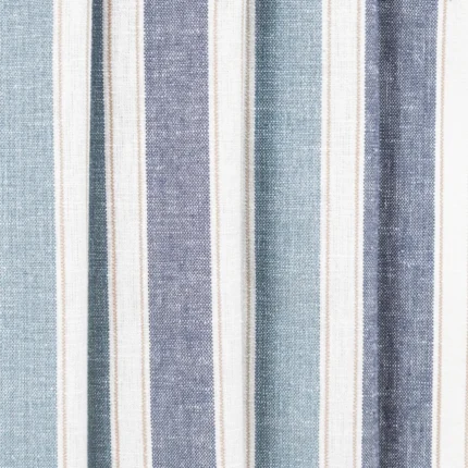 Roman Shades | French Stripes - Blue Vertical Folded Shot | Curtain Avenue
