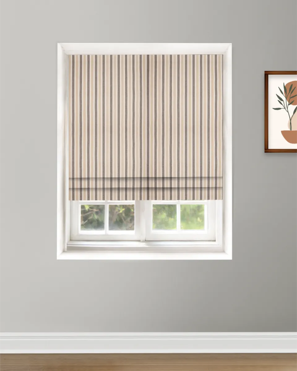 French Stripes - Gray Roman Shade Shot French Stripes - Gray Roman Shades - Image 1
