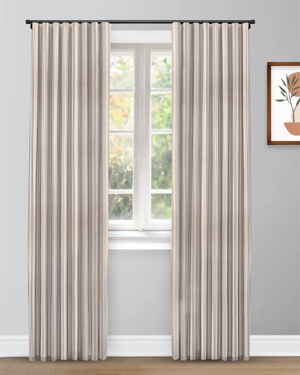 French Stripes - Witney Gray Curtain Shot French Stripes - Witney Gray Custom Curtains - Image 1