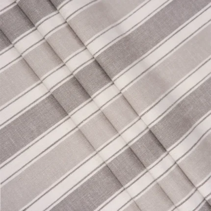 Roman Shades | French Stripes - Witney Gray Folded Shot | Curtain Avenue