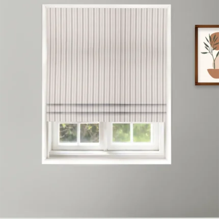 Roman Shades | French Stripes - Witney Gray Roman Shade Shot | Curtain Avenue