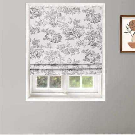 Roman Shades | French Toile-Brown-Roman Shade | Curtain Avenue