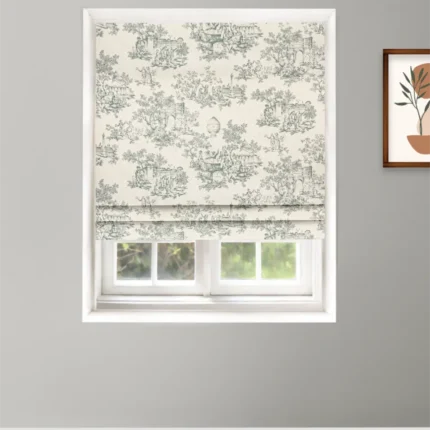 Roman Shades | French Toile-Forest- Roman Shade | Curtain Avenue