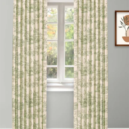 Curtains | French Toile-Sea Green- Curtain | Curtain Avenue