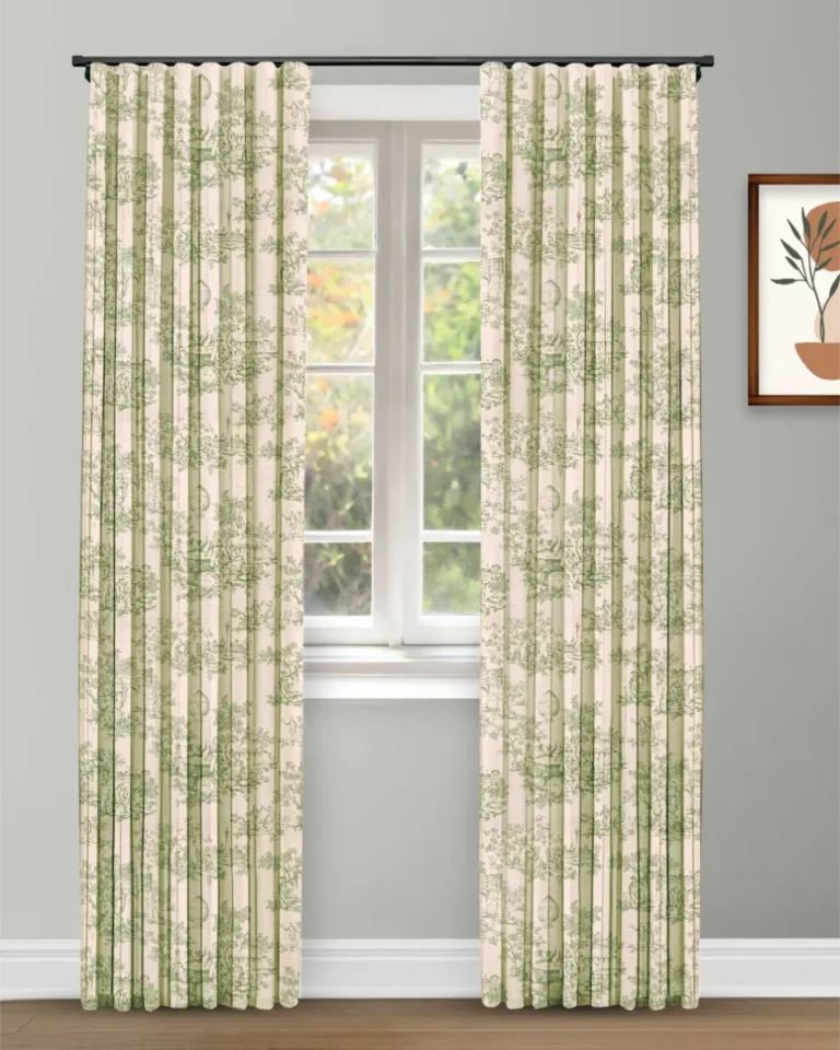 Curtains | French Toile-Sea Green- Curtain | Curtain Avenue