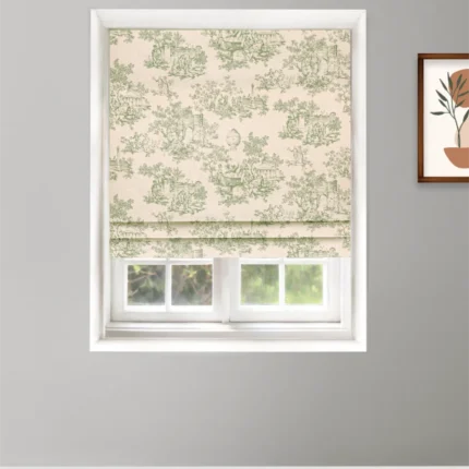 Roman Shades | French Toile-Sea Green- Roman Shade | Curtain Avenue