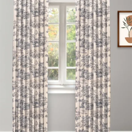 Curtains | French Toile-Steel Blue- Curtain | Curtain Avenue