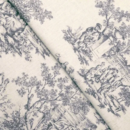 Swatches | French Toile-Steel Blue- Folded | Curtain Avenue