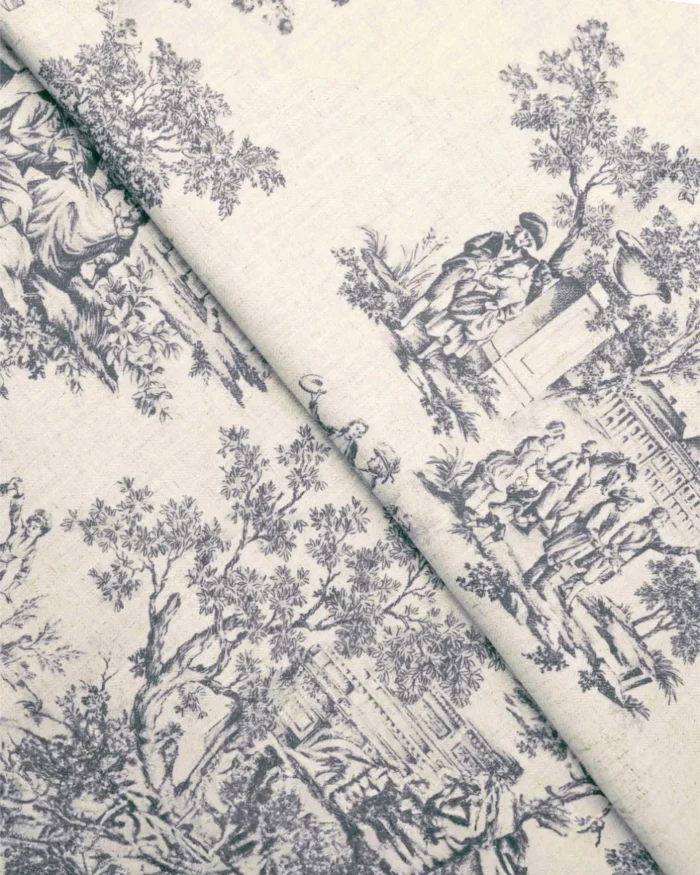 French Toile - Steel Blue Roman Shades - Image 2