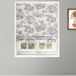 French Toile - Steel Blue Roman Shades
