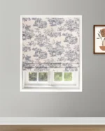 French Toile - Steel Blue Roman Shades
