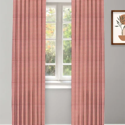 Curtains | Gingam Check - Crimson Red - Curtain | Curtain Avenue