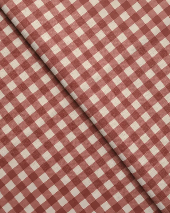 Gingham Check - Crimson Red Fabric Swatch - Image 2