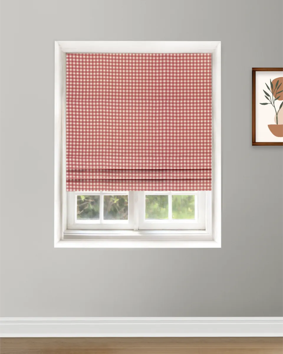 Gingam Check - Crimson Red - Roman Shade Gingham Check - Crimson Red Roman Shades - Image 1
