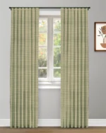 Gingham Check - Green Ripple Fold Drapes