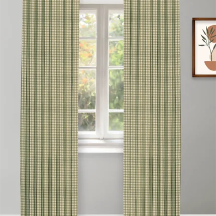 Curtains | Gingam Check - Green - Curtain | Curtain Avenue