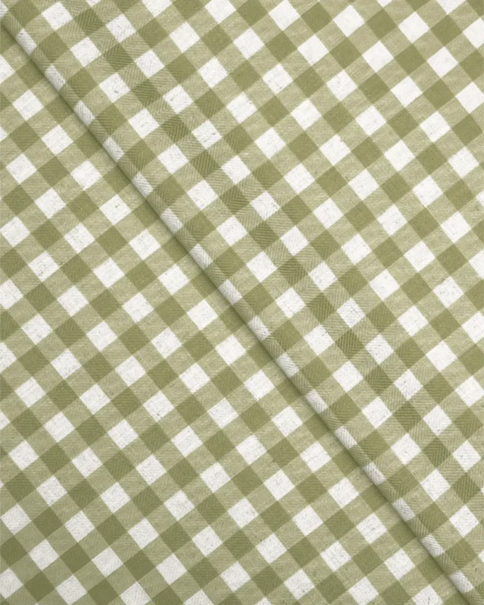 Gingham Check - Green Ripple Fold Drapes - Image 2