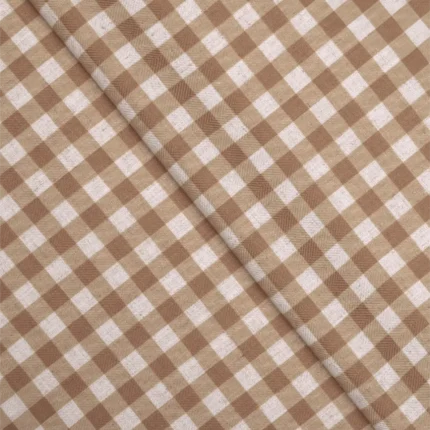 Swatches | Gingam Check - Sand - Folded | Curtain Avenue