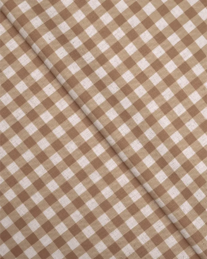 Gingham Check - Sand Ripple Fold Drapes - Image 2
