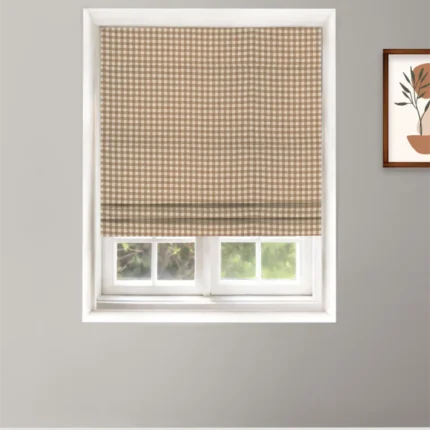 Roman Shades | Gingam Check - Sand - Roman Shade | Curtain Avenue