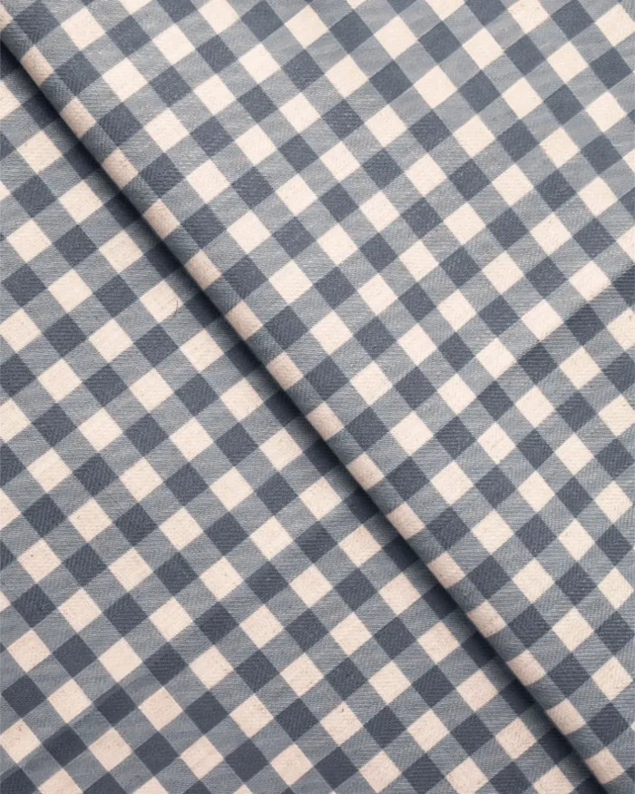 Gingham Check - Blue Ripple Fold Drapes - Image 2