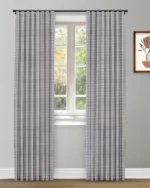 Gingham Check - Blue Ripple Fold Drapes