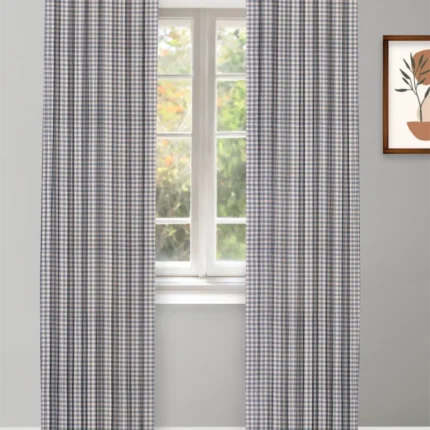 Curtains | Gingham Check - Curtain - Blue | Curtain Avenue